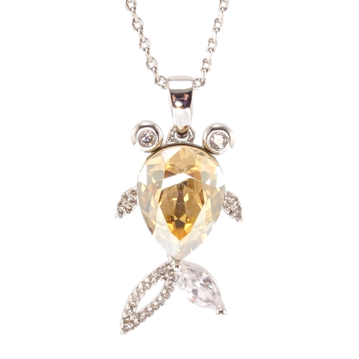 Кулон Xuping колір Родій з кр-ми Swarovski на ланцюжку Рибка кристал Golden Shadow довжина 34,5-39,5см х 1мм фото №5 Кулон Xuping колір Родій з кр-ми Swarovski на ланцюжку Рибка кристал Golden Shadow довжина 34,5-39,5см х 1мм фото №5