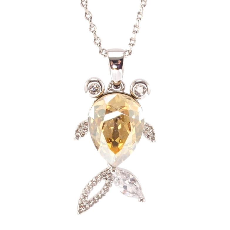 Кулон Xuping колір Родій з кр-ми Swarovski на ланцюжку Рибка кристал Golden Shadow довжина 34,5-39,5см х 1мм фото №1 Кулон Xuping колір Родій з кр-ми Swarovski на ланцюжку Рибка кристал Golden Shadow довжина 34,5-39,5см х 1мм фото №1