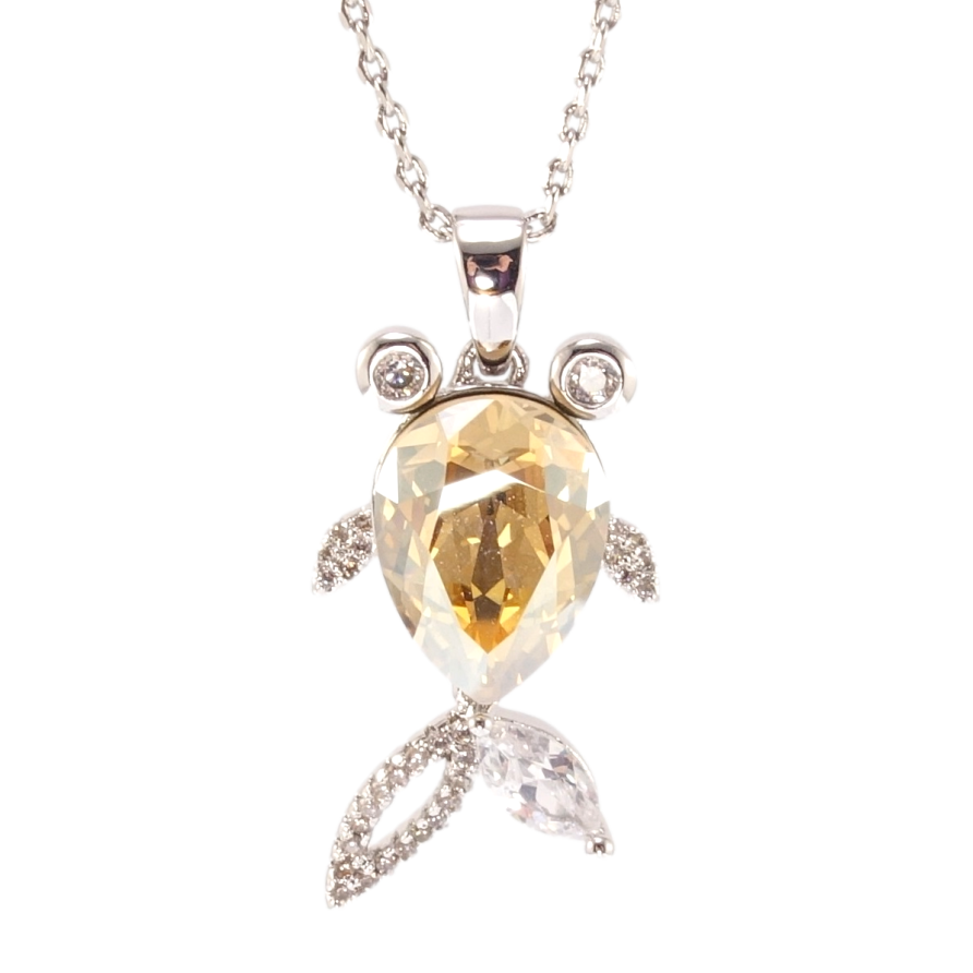 Кулон Xuping колір Родій з кр-ми Swarovski на ланцюжку Рибка кристал Golden Shadow довжина 34,5-39,5см х 1мм фото №1 Кулон Xuping колір Родій з кр-ми Swarovski на ланцюжку Рибка кристал Golden Shadow довжина 34,5-39,5см х 1мм фото №1