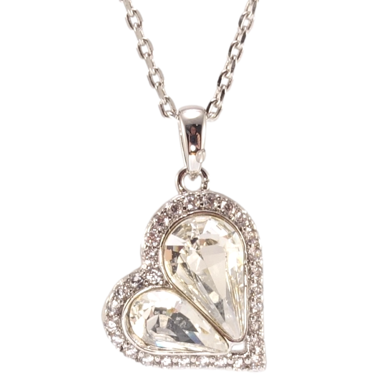Кулон Xuping колір Родій з кр-ми Swarovski на ланцюжку Серце кристали Clear довжина 40-45,55см х 1мм фото №1 Кулон Xuping колір Родій з кр-ми Swarovski на ланцюжку Серце кристали Clear довжина 40-45,55см х 1мм фото №1