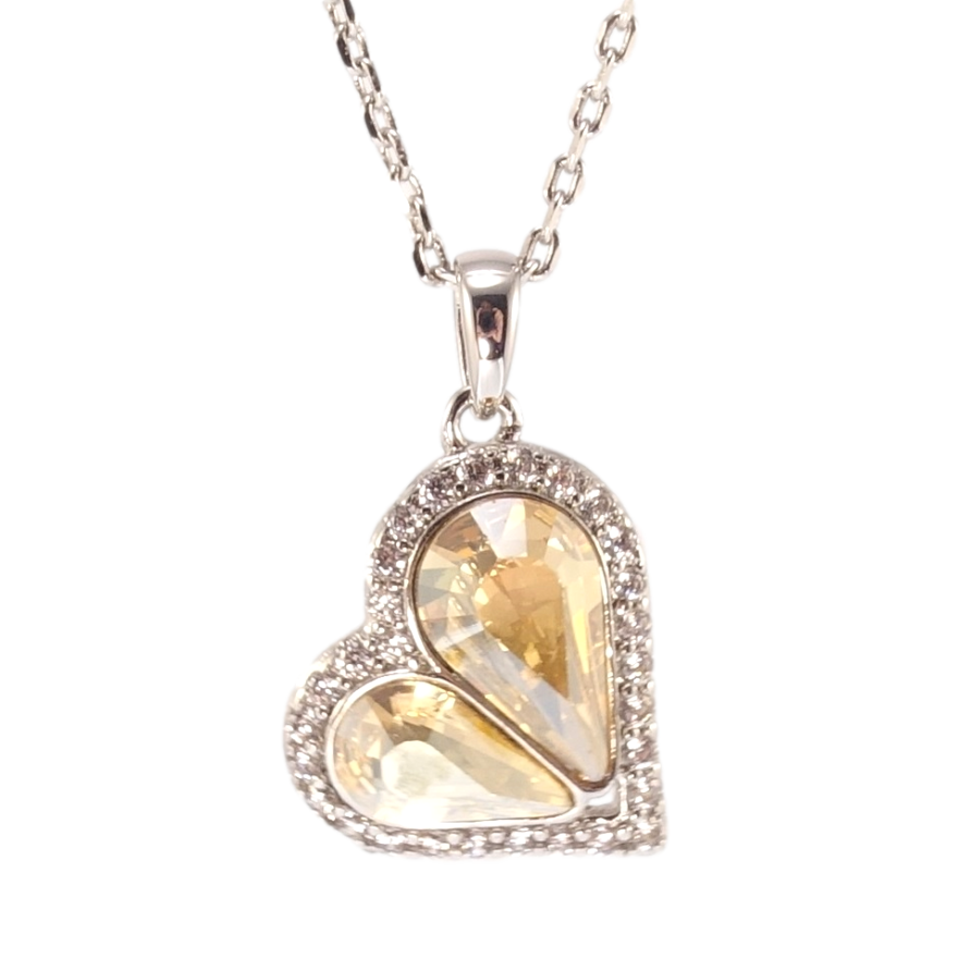 Кулон Xuping колір Родій з кр-ми Swarovski на ланцюжку Серце кристали Golden Shadowr довжина 41-46см х 1мм фото №1 Кулон Xuping колір Родій з кр-ми Swarovski на ланцюжку Серце кристали Golden Shadowr довжина 41-46см х 1мм фото №1