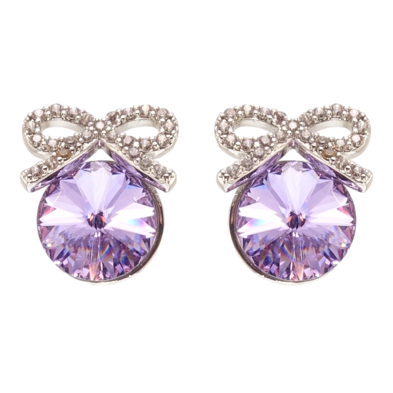 Сережки Xuping колір Родій з кристалами Swarovski пусети Кристали Tanzanite з бантами фото №12 Сережки Xuping колір Родій з кристалами Swarovski пусети Кристали Tanzanite з бантами фото №12