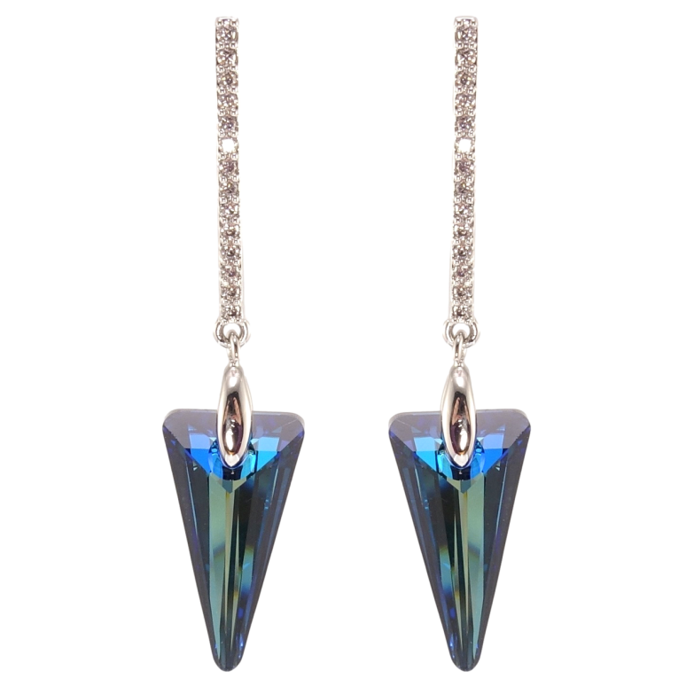 Сережки Xuping колір Родій з кристалами Swarovski пусети Підвіски з кристалами Metallic Blue фото №9 Сережки Xuping колір Родій з кристалами Swarovski пусети Підвіски з кристалами Metallic Blue фото №9