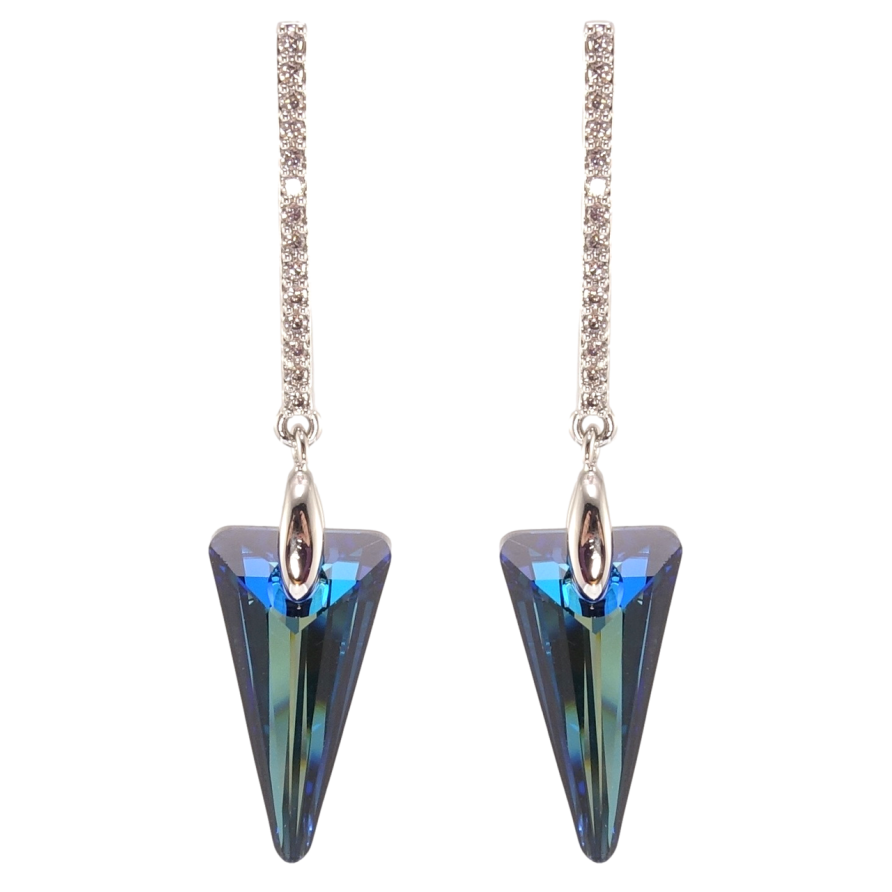 Сережки Xuping колір Родій з кристалами Swarovski пусети Підвіски з кристалами Metallic Blue фото №1 Сережки Xuping колір Родій з кристалами Swarovski пусети Підвіски з кристалами Metallic Blue фото №1