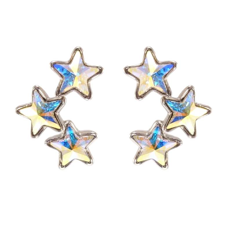 Сережки Xuping колір Родій з кристалами Swarovski пусети Кристальні зірки АВ фото №18 Сережки Xuping колір Родій з кристалами Swarovski пусети Кристальні зірки АВ фото №18