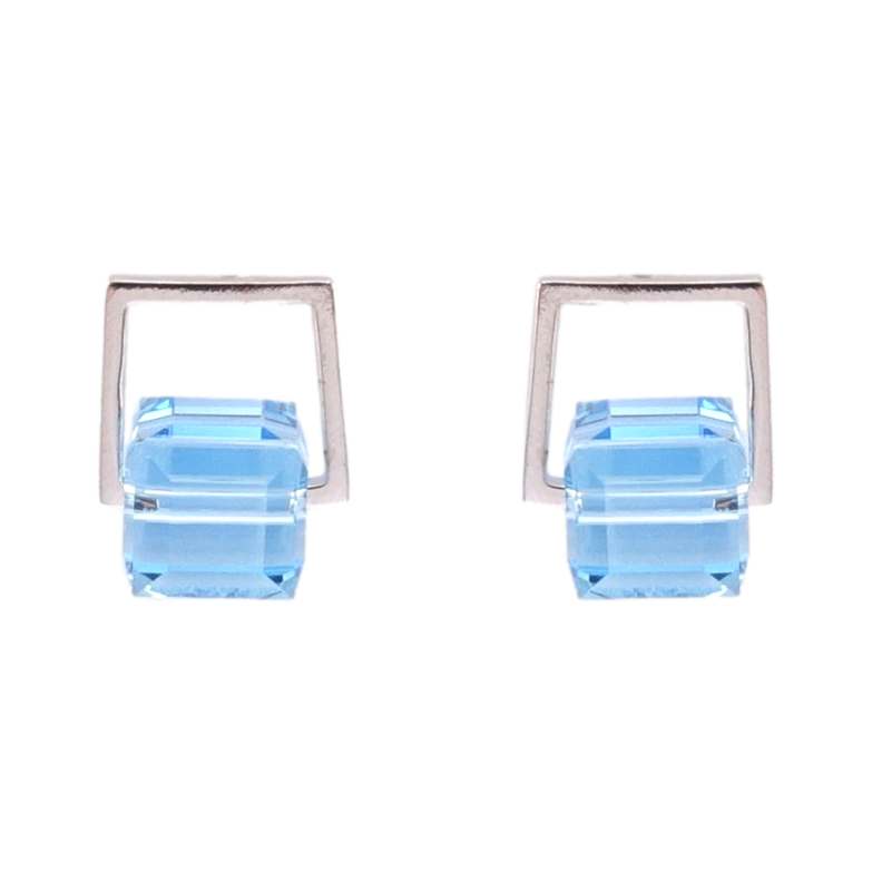Сережки Xuping колір Родій з кристалами Swarovski пусети Кристали Aquamarine фото №4 Сережки Xuping колір Родій з кристалами Swarovski пусети Кристали Aquamarine фото №4