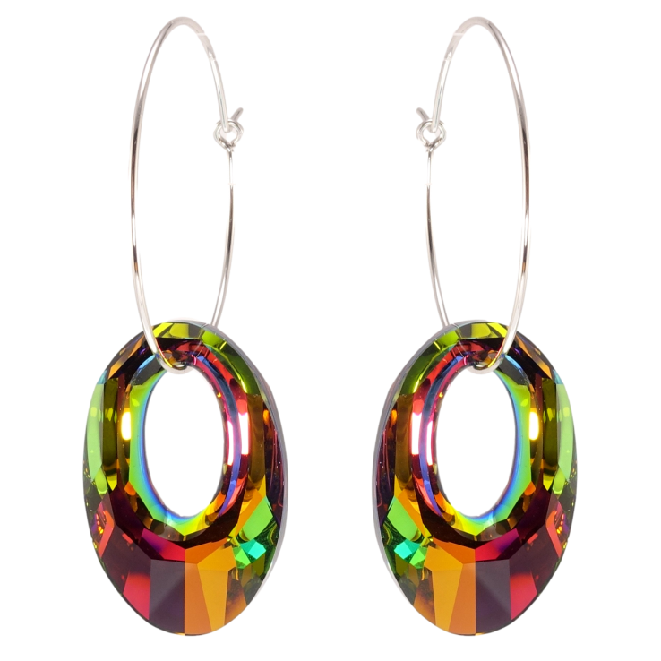 Серьги Xuping цвет Родий с кристаллами Swarovski кольца (конго) Кристальные кольца Vitrail Medium ø 3см фото №19