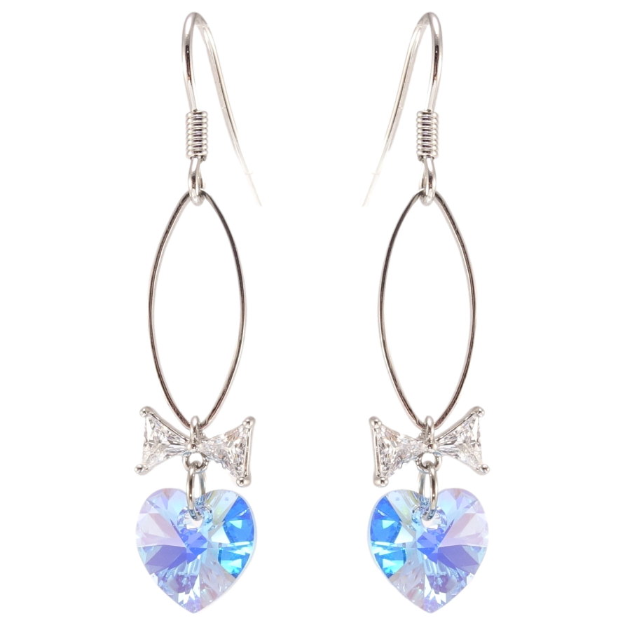 Сережки Xuping колір Родій з кристалами Swarovski французький замок Кристальні серця Ocean Delite фото №1 Сережки Xuping колір Родій з кристалами Swarovski французький замок Кристальні серця Ocean Delite фото №1