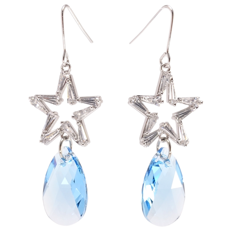 Серьги Xuping цвет Родий с кристаллами Swarovski французский замок Подвески с кристаллами Aquamarine фото №12 Серьги Xuping цвет Родий с кристаллами Swarovski французский замок Подвески с кристаллами Aquamarine фото №12