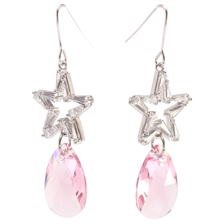 Серьги Xuping цвет Родий с кристаллами Swarovski французский замок Подвески с кристаллами Light Rose фото №11 Серьги Xuping цвет Родий с кристаллами Swarovski французский замок Подвески с кристаллами Light Rose фото №11