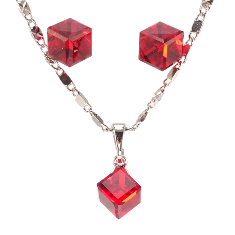 Набір Xuping колір Родій з кр-ми Swarovski Сережки Кулон на ланцюжку Кристали Light Siam 6х6мм довжина 39-44см х 2мм фото №22 Набір Xuping колір Родій з кр-ми Swarovski Сережки Кулон на ланцюжку Кристали Light Siam 6х6мм довжина 39-44см х 2мм фото №22