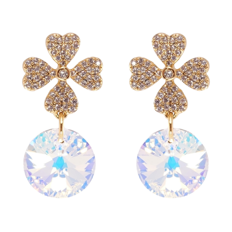 Сережки Xuping колір 18K з кристалами Swarovski пусети Квіточки з кристалами Shimmer фото №1 Сережки Xuping колір 18K з кристалами Swarovski пусети Квіточки з кристалами Shimmer фото №1