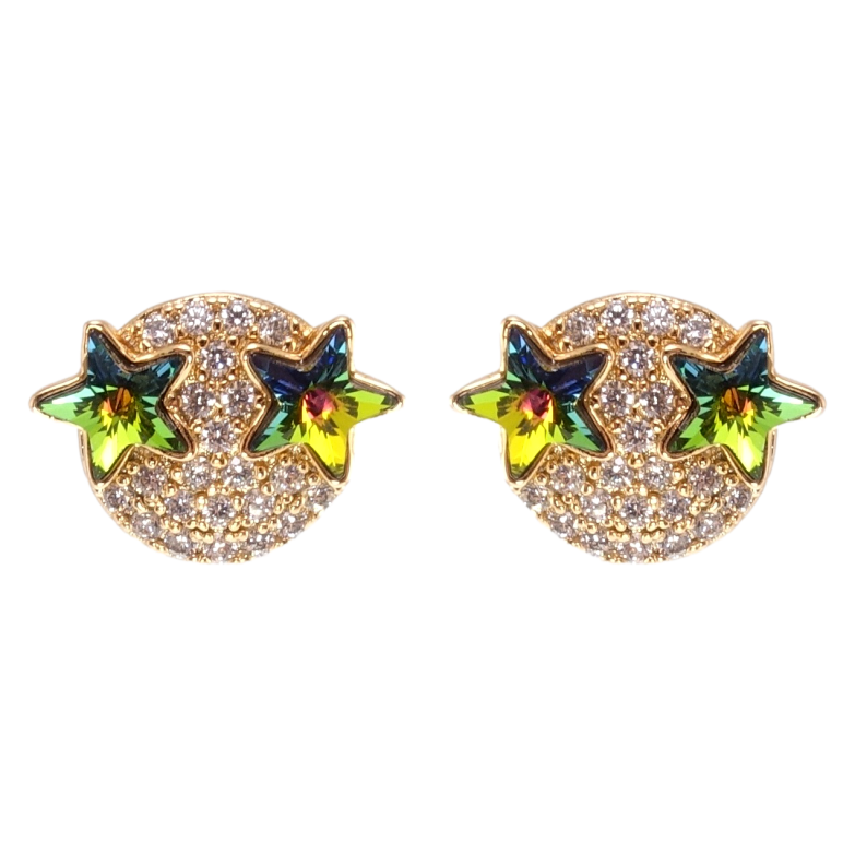 Сережки Xuping колір 18K з кристалами Swarovski пусети Зірки кристали Vitrail Medium фото №3 Сережки Xuping колір 18K з кристалами Swarovski пусети Зірки кристали Vitrail Medium фото №3
