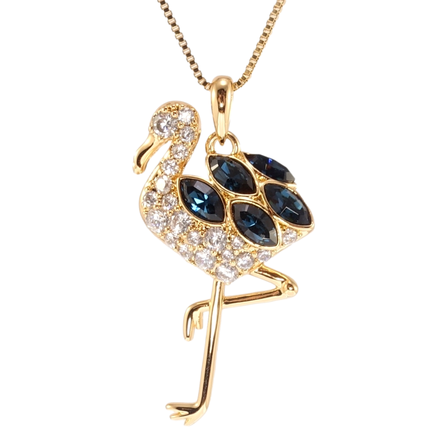 Кулон Xuping колір 18K з кр-ми Swarovski на ланцюжку Фламінго з кристалами Montana довжина 41-46см х 1мм фото №1 Кулон Xuping колір 18K з кр-ми Swarovski на ланцюжку Фламінго з кристалами Montana довжина 41-46см х 1мм фото №1