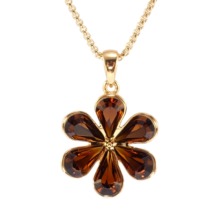 Кулон Xuping колір 18K з кр-ми Swarovski на ланцюжку Квітка з кристалами Mocca довжина 40-45см х 1мм фото №2 Кулон Xuping колір 18K з кр-ми Swarovski на ланцюжку Квітка з кристалами Mocca довжина 40-45см х 1мм фото №2