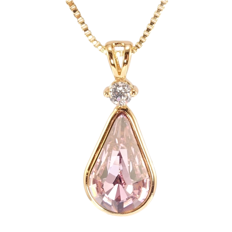Кулон Xuping колір 18K з кр-ми Swarovski на ланцюжку Кристал Antique Pink довжина 40-45см х 1мм фото №2