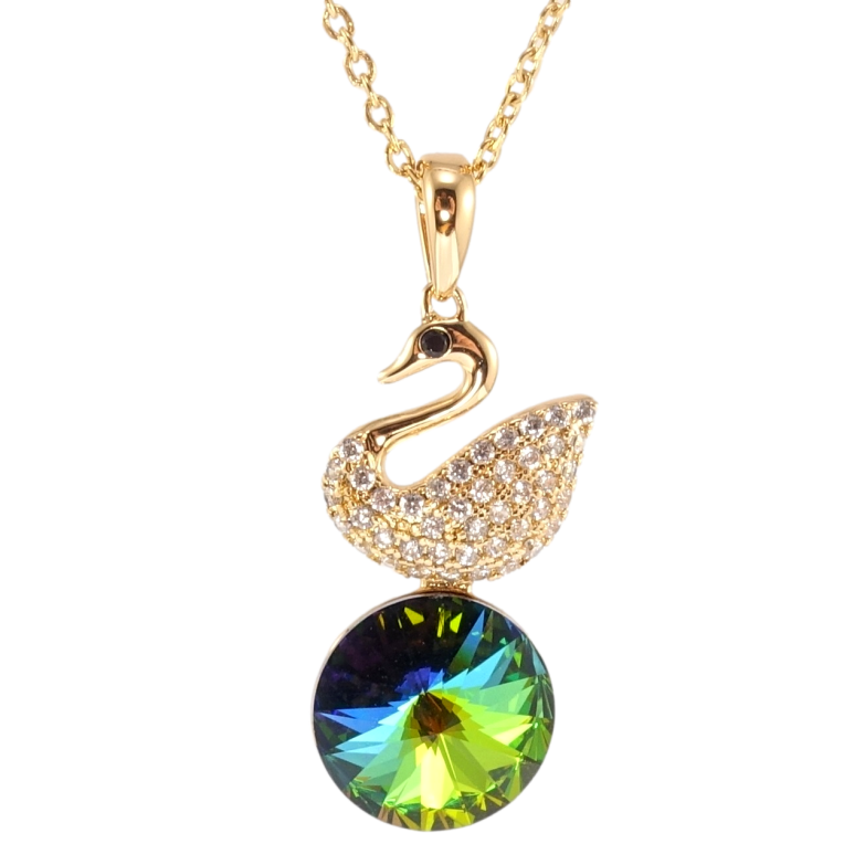 Кулон Xuping цвет 18K с кр-ми Swarovski на цепочке Лебедь на кристалле Vitrail Medium длина 41-47см х фото №7
