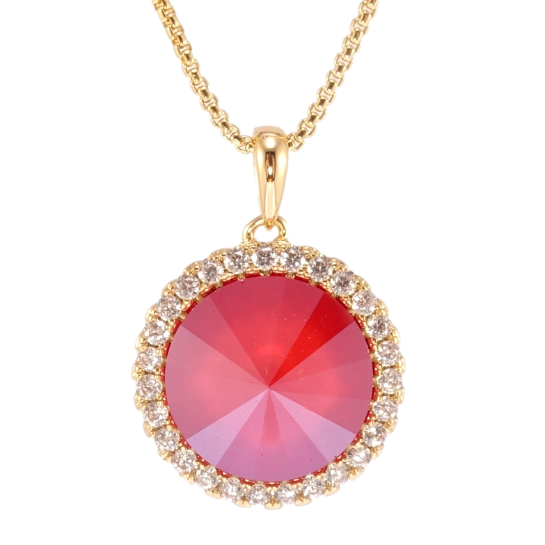 Кулон Xuping колір 18K з кр-ми Swarovski на ланцюжку Кристал Royal Red, ø 18мм довжина 40-45см х 1мм фото №3 Кулон Xuping колір 18K з кр-ми Swarovski на ланцюжку Кристал Royal Red, ø 18мм довжина 40-45см х 1мм фото №3