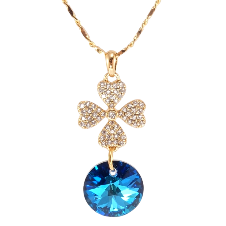 Кулон Xuping колір 18K з кр-ми Swarovski на ланцюжку Квітка з кристалом Capri Blue довжина 39-44см х 2мм фото №25 Кулон Xuping колір 18K з кр-ми Swarovski на ланцюжку Квітка з кристалом Capri Blue довжина 39-44см х 2мм фото №25