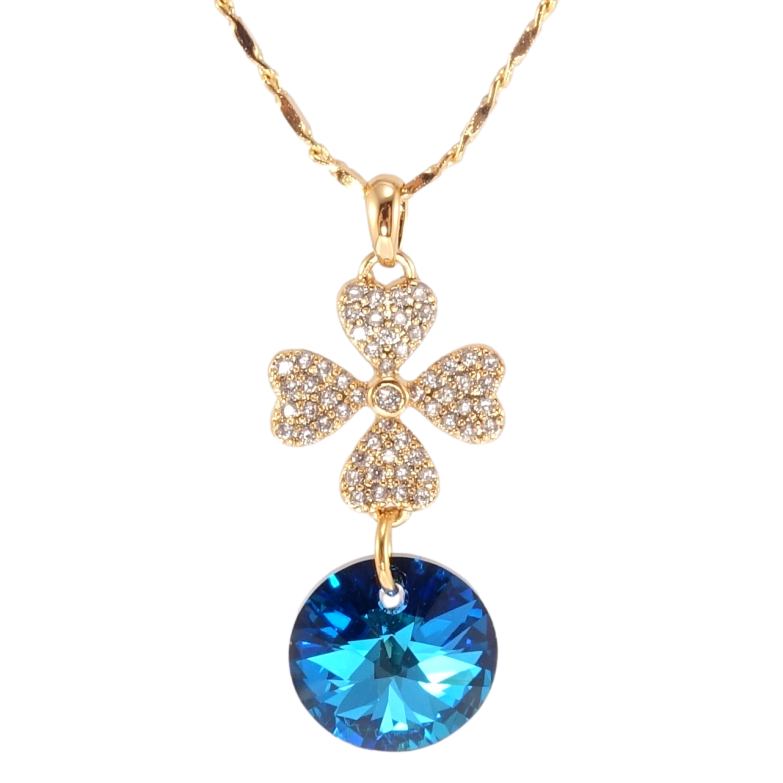 Кулон Xuping колір 18K з кр-ми Swarovski на ланцюжку Квітка з кристалом Capri Blue довжина 39-44см х 2мм фото №6 Кулон Xuping колір 18K з кр-ми Swarovski на ланцюжку Квітка з кристалом Capri Blue довжина 39-44см х 2мм фото №6