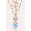 Кулон Xuping колір 18K з кр-ми Swarovski на ланцюжку Квітка з кристалом Aquamarine довжина 39-44см х 2мм фото №2 Кулон Xuping колір 18K з кр-ми Swarovski на ланцюжку Квітка з кристалом Aquamarine довжина 39-44см х 2мм фото №2