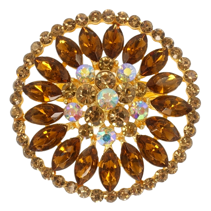 Брошка Квітка з коричневими стразами фото №16