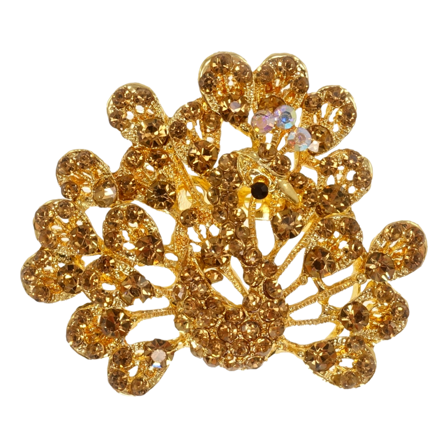 Брошь Павлин с коричневыми стразами фото №1 Брошь Павлин с коричневыми стразами фото №1