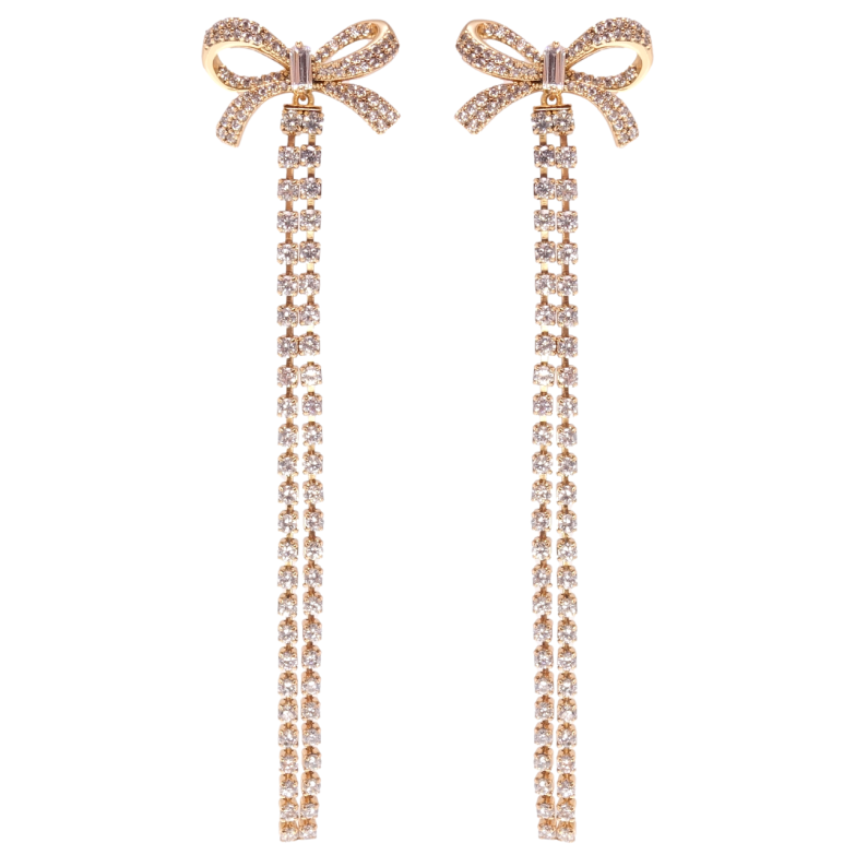Сережки Xuping Позолота 18K пусети Бантики з доріжками цирконію фото №1