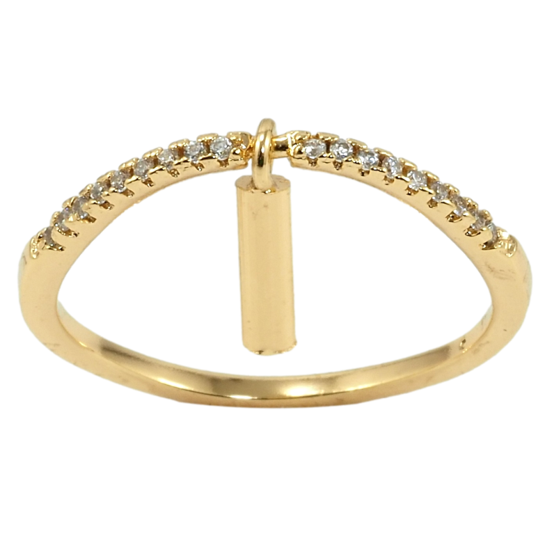 Каблучка Xuping Позолота 18K Доріжка цирконію з підвіскою циліндр фото №10 Каблучка Xuping Позолота 18K Доріжка цирконію з підвіскою циліндр фото №10