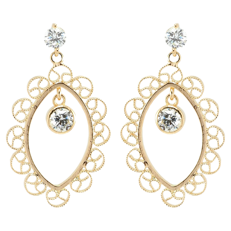 Серьги Xuping Позолота 18K пусеты Ажурные подвески с фианитами фото №16