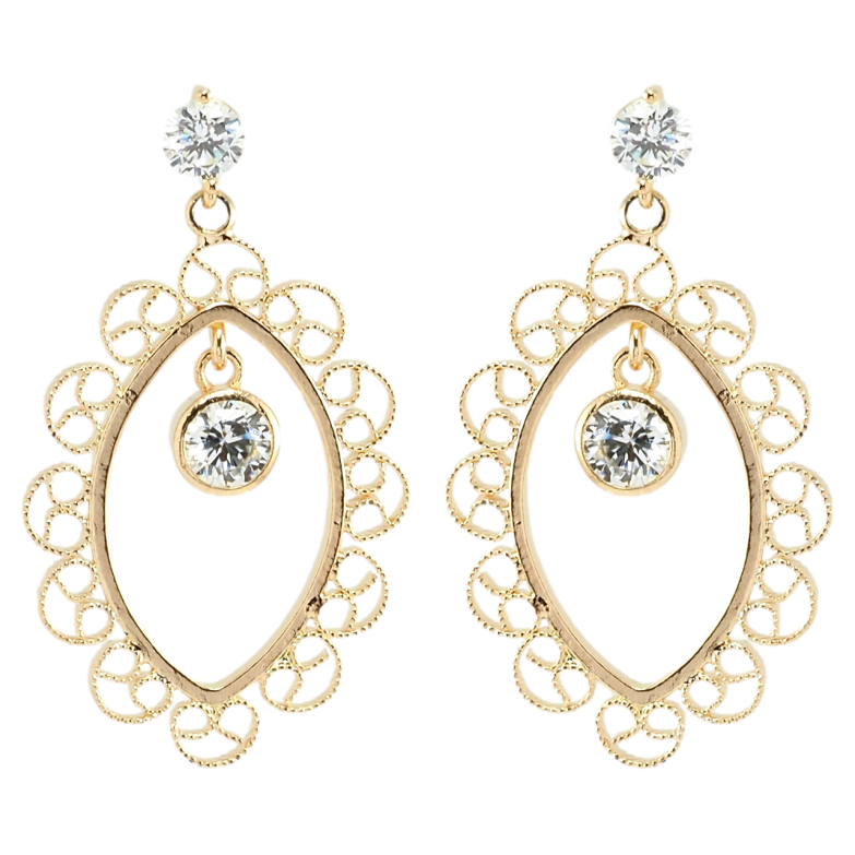 Серьги Xuping Позолота 18K пусеты Ажурные подвески с фианитами фото №1 Серьги Xuping Позолота 18K пусеты Ажурные подвески с фианитами фото №1