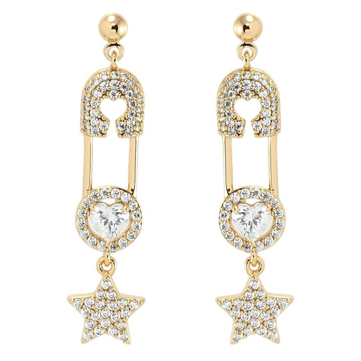 Серьги Xuping Позолота 18K пусеты Звезды на булавке с цирконием фото №3