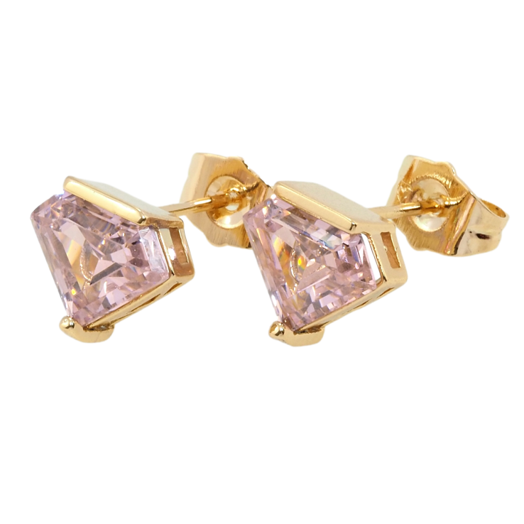 Серьги Xuping Позолота 18K пусеты Розовые фианиты фото №16