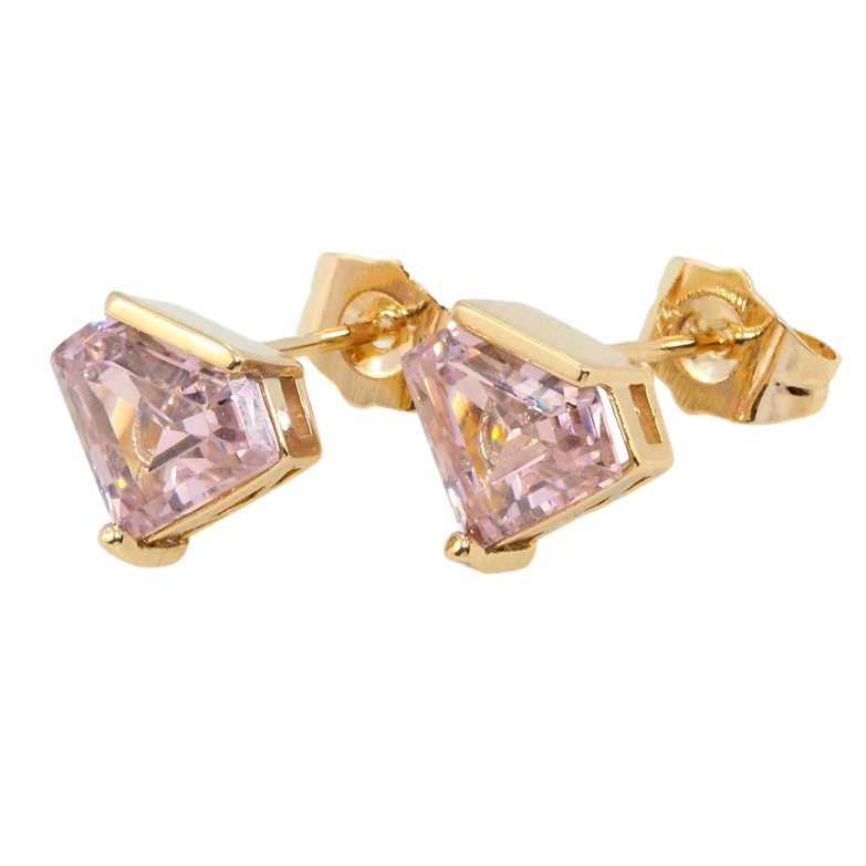 Сережки Xuping Позолота 18K пусети Рожеві фіаніти фото №2 Сережки Xuping Позолота 18K пусети Рожеві фіаніти фото №2