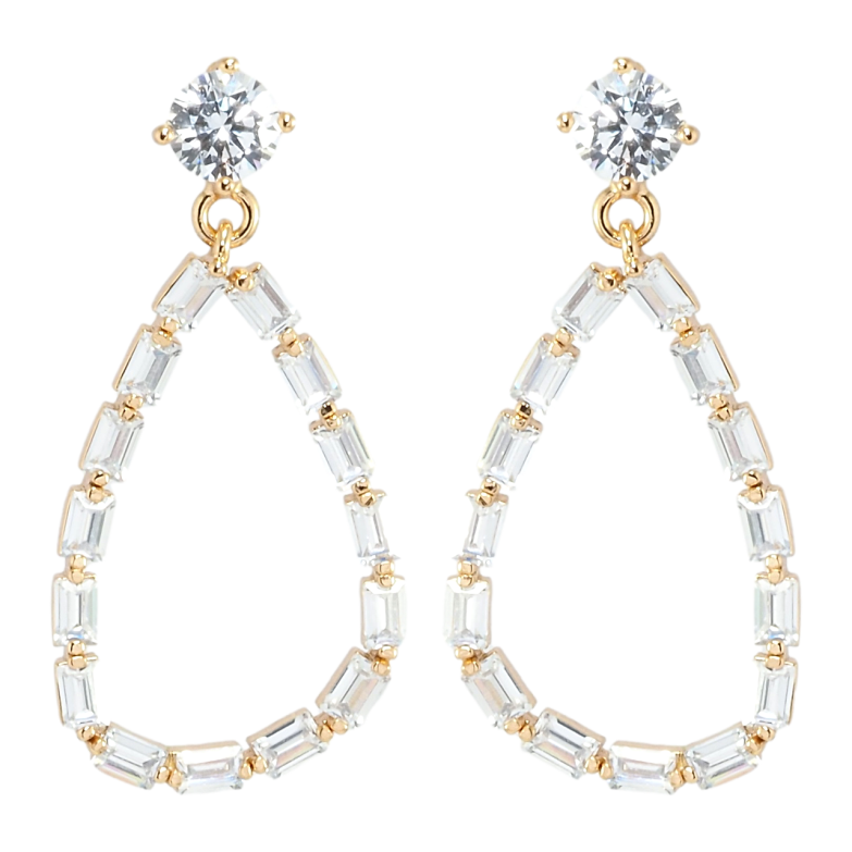 Сережки Xuping Позолота 18K пусети Крапельки з фіанітів фото №3