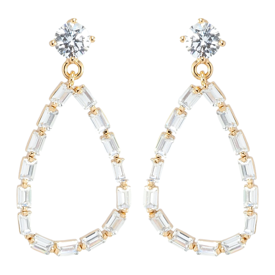 Серьги Xuping Позолота 18K пусеты Капельки из фианитов фото №1