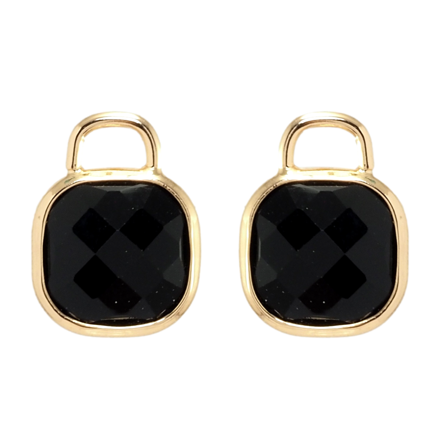 Серьги Xuping Позолота 18K пусеты Черные кристаллы фото №1 Серьги Xuping Позолота 18K пусеты Черные кристаллы фото №1