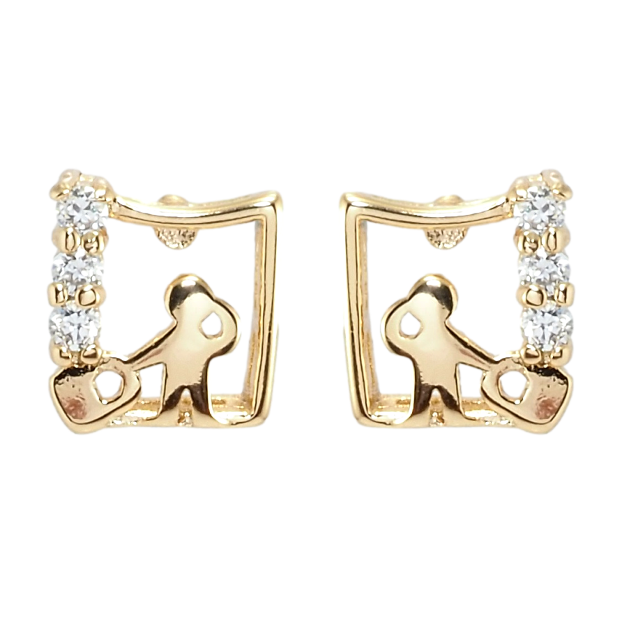 Серьги Xuping Позолота 18K пусеты Человечки фото №1 Серьги Xuping Позолота 18K пусеты Человечки фото №1