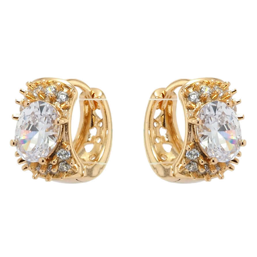 Серьги Xuping Позолота 18K колечки Ежики с белым фианитом фото №1 Серьги Xuping Позолота 18K колечки Ежики с белым фианитом фото №1