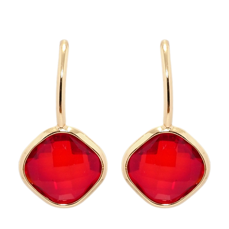 Серьги Xuping Позолота 18K пусеты Красные фианиты фото №10
