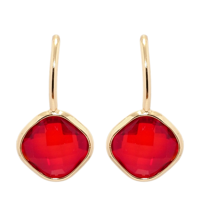 Сережки Xuping Позолота 18K пусети Червоні фіаніти фото №10