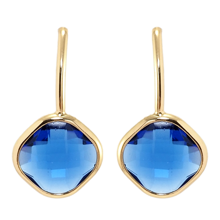 Серьги Xuping Позолота 18K пусеты Синие фианиты фото №11