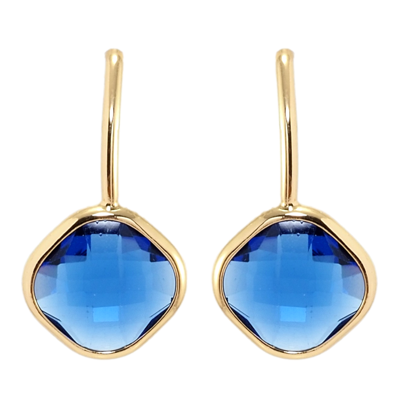 Сережки Xuping Позолота 18K пусети Сині фіаніти фото №5