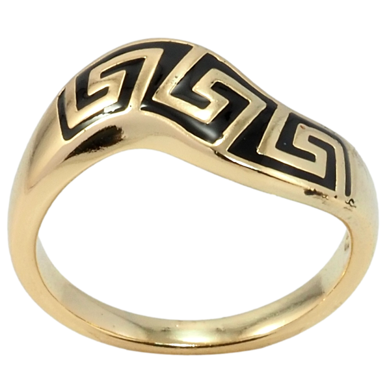 Каблучка Xuping Позолота 18K Меандровий орнамент емаллю фото №8 Каблучка Xuping Позолота 18K Меандровий орнамент емаллю фото №8