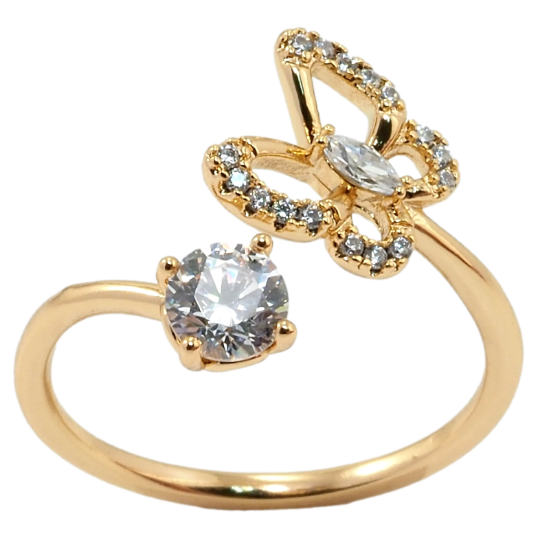 Кольцо Xuping Позолота 18K Бабочка с фианитом фото №5