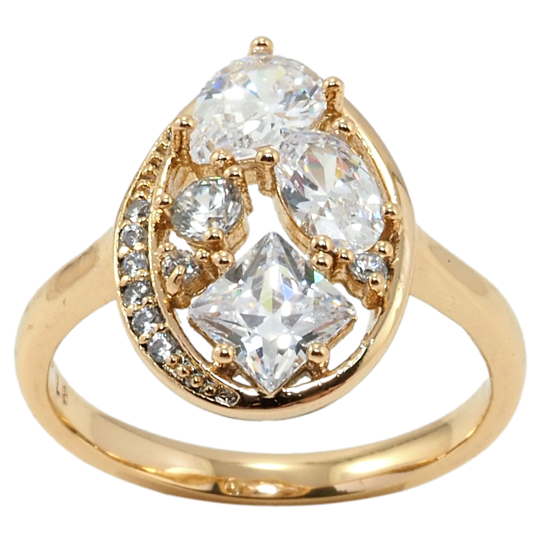 Каблучка Xuping Позолота 18K Крапля з розсипом фіанітів фото №17 Каблучка Xuping Позолота 18K Крапля з розсипом фіанітів фото №17