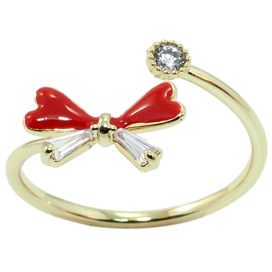 Кольцо Xuping Позолота 14K Бант с красной эмалью и цирконием фото №1