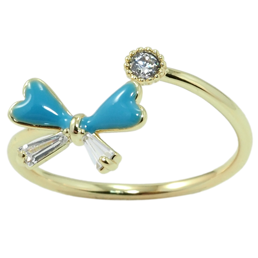Кольцо Xuping Позолота 14K Бант с голубой эмалью и цирконием фото №1