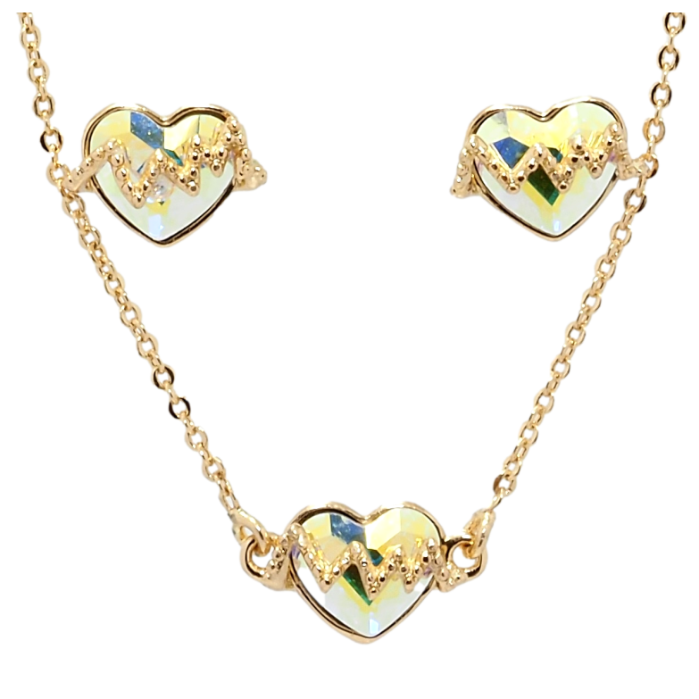 Набор Xuping цвет 18K с кр-ми Swarovski Серьги Кулон на цепочке Сердца АВ длина 40-45,5см х 1мм фото №12