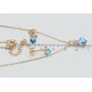 Набір Xuping колір 18K з кр-ми Swarovski Сережки Кулон на ланцюжку Кубики Aquamarine довжина 41-46,5см х 1мм фото №2